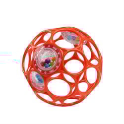 Bright Starts, Oball Rattle, Rot - Flexibles und leicht Greifbares Design, für Kinder jeden Alters