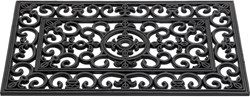 HQ Gummimatte antik French Lily Fußmatte schwarz 45x75cm Schmutzfangmatte