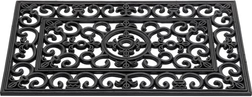 HQ Gummimatte antik French Lily Fußmatte schwarz 45x75cm Schmutzfangmatte