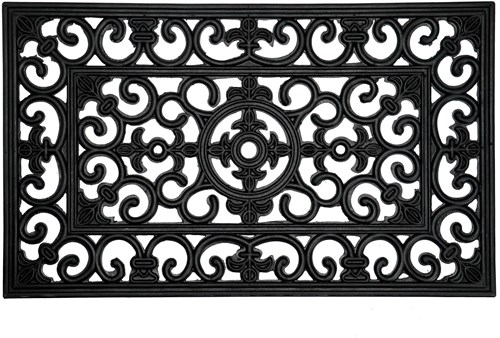 HQ Gummimatte antik French Lily Fußmatte schwarz 45x75cm Schmutzfangmatte-2