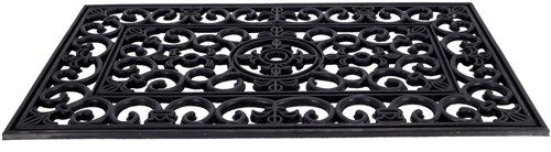 HQ Gummimatte antik French Lily Fußmatte schwarz 45x75cm Schmutzfangmatte-3
