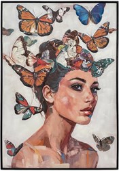 Leinwandbild Frau mit Schmetterlingen Dekoration 70x100cm bunt