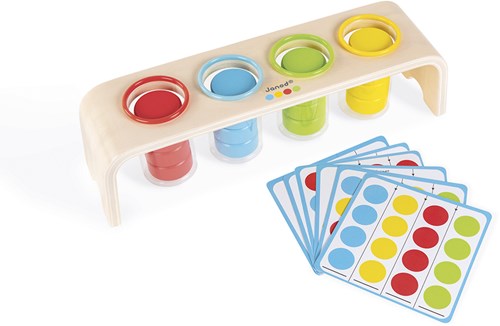 Janod - Essentiel - Sortieren der Farben - Lernspiel aus Holz Babys und Kleinkinder - Erlernen von Farben und Feinmotorik - Farbe auf Wasserbasis - Ab 2 Jahren, J05066