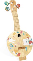 Janod - Pure Banjo - Holz Musikinstrument für Kinder mit Hübschen Illustrationen - Stimmschlüssel in Vogelform - 3 Ersatzsaiten - Farben auf Wasserbasis - Ab 3 Jahren, J05160