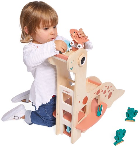 Janod Holz Dino Garage - Spielzeug für Dinosaurierfans - FSC Holz-3