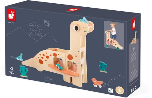 Janod Holz Dino Garage - Spielzeug für Dinosaurierfans - FSC Holz-2
