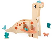 Janod Holz Dino Garage - Spielzeug für Dinosaurierfans - FSC Holz
