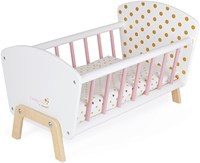 Janod Holz Puppenbett Candy Chic - rosa weiß gold - Babypuppen Zubehör