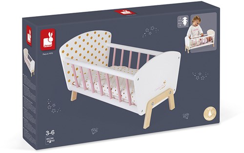 Janod Holz Puppenbett Candy Chic - rosa weiß gold - Babypuppen Zubehör-2