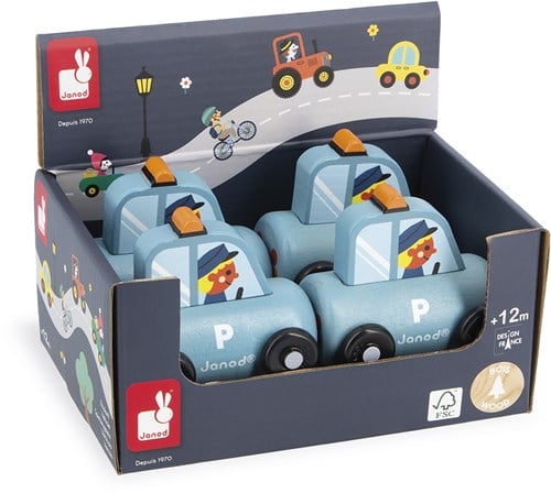 Janod Holz-Polizeiauto - Spielzeugauto für Kinder ab 1 Jahr
