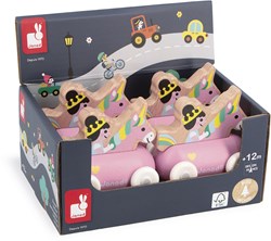 Janod Holz Prinzessinnenmobil - rosa Einhorn Auto - fantasievolles Spielzeug