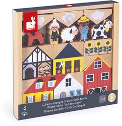 Janod Bauklötze - Bauernhof Spielzeug Bauset für Kinder