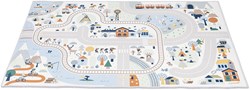 Janod Spielmatte - Bergtal rutschfeste Matte mit Straßenbahn 120x78cm