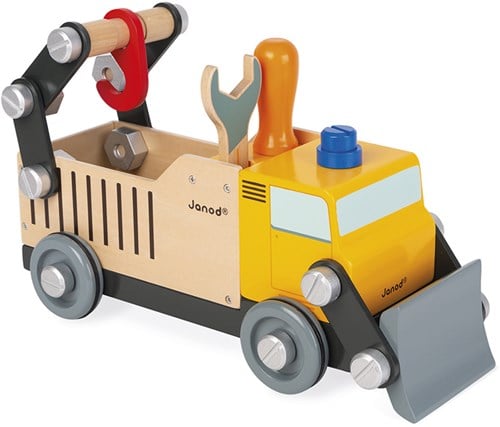 Janod J06470 Brico 'Kids Bauwagen aus Holz-Bauspielzeug-Entwicklung von Feinmotorik und Fantasie-FSC-Zertifiziert-Ab 3 Jahren