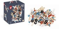 Janod - Brico'Kids Eimer mit 50 Teilen, Holz-Konstruktionsspiel und Spielzeugnachbildung, mit 5 Modellen, feinmotorische Fähigkeiten und Kreativität, ab 3 Jahren, J06480-3
