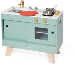 Janod Holzspielküche - Loft mit Zubehör und Ofenhandschuh