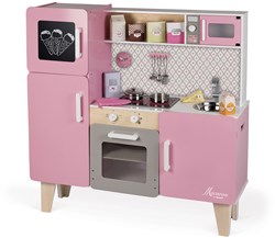 Janod Spielküche Macaron XXL - Holzküche mit Zubehör für Kinder