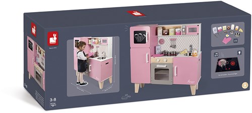 Janod Holzküche Küche Macaron Maxi mit Funktionen (Inkl. 15 Teile Zubehör)-2