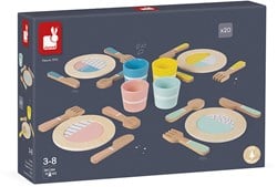 Janod Holzgeschirr - Kindergeschirr für Rollenspiel und Küche