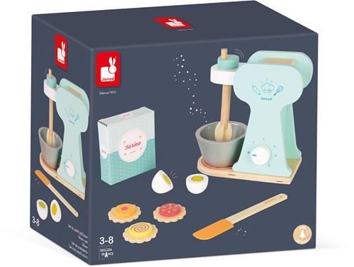 Janod - Set „Kleiner Konditor“ aus Holz - Rollenspielzeug Küche und Esszimmer - 6 Utensilien im Lieferumfang enthalten - Ab 3 Jahren, J06605