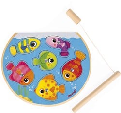 Janod J07088 Speedy Fish Puzzle MagnetAngelpuzzle Fisch, mehrfarbig