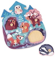 Janod Holzpuzzle Waldtiere - Knopfpuzzle mit 6 Teilen - Lernspielzeug-2