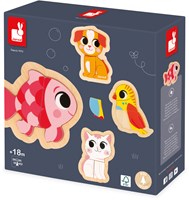 Janod Puzzle Set 4 Puzzles 2-3-4-5 Teile Tiere-2