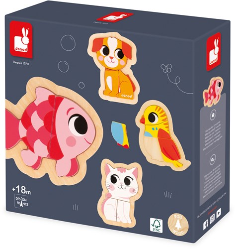 Janod Puzzle Set 4 Puzzles 2-3-4-5 Teile Tiere-2