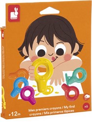 Janod Wachsmalstifte - Meine ersten Buntstifte für Kinder - Set mit 6 Farben