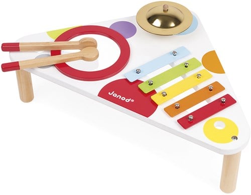 Janod - Confetti Holz-Musiktisch, Kinder-Musikinstrument, Spielzeugnachbildung und Spielzeug für musikalisches Empfinden, ab 1 Jahr, J07634