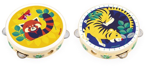 Janod Tamburin Musikinstrument für Kinder - buntes Kartonspielzeug
