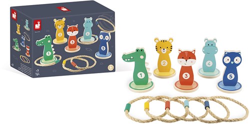 Janod Holzspiel Geburtstagsspiel Ringwurf Tiere Kinder-3
