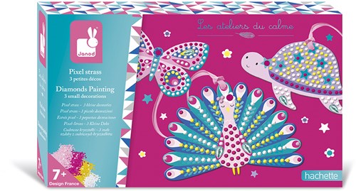 Janod J07947 Pixel Strass Kleine Dekos-Les Ateliers du Calme-Set für kreative Freizeitbeschäftigungen für Kinder-Entwicklung von Feinmotorik und Kreativität-Ab 7 Jahren
