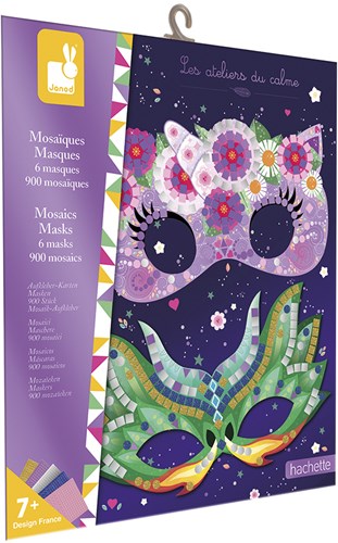 Janod - Beutel Mosaik Masken - Les Ateliers du Calme - Set für kreative Freizeitbeschäftigungen für Kinder - Entwicklung von Feinmotorik und Konzentration - Ab 7 Jahren, J07956