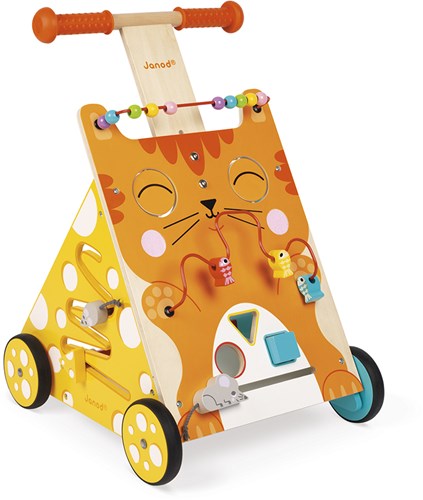 Janod Holz Lauflernwagen Katze - Aktivitätswagen für Kleinkinder-3
