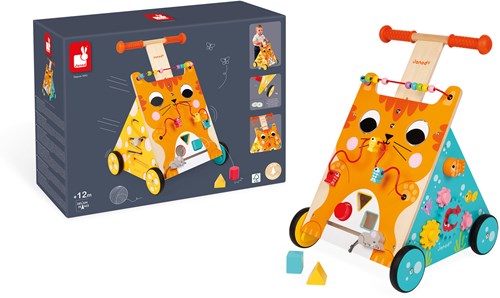 Janod Holz Lauflernwagen Katze - Aktivitätswagen für Kleinkinder-2