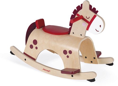 Janod - Holz Schaukelpferd ‘Pony’ - Babyspielzeug - Ideal zum Gleichgewicht Lernen - Anti-Kipp System - Zarte und Trendige Farben - Ab 1 Jahr, J08023