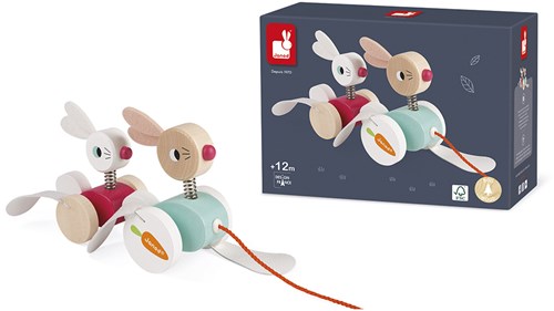 Janod Holzspielzeug - Ziehfigur Kaninchen - Motorikspielzeug Kinder-3
