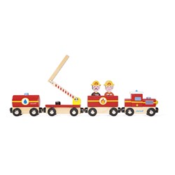 Janod Feuerwehr Spielzeugzug - Holzeisenbahn für Kinder