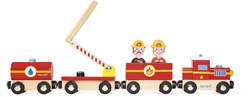 Janod Feuerwehr Spielzeugzug - Holzeisenbahn für Kinder