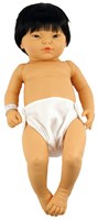 Babypuppe Junge 52 cm Vinyl Puppe mit Haar und Windel - realistisches Spielzeug