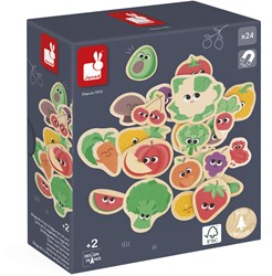 Janod Magnetspielzeug Obst und Gemüse - Holzmagnetset 24 Stück