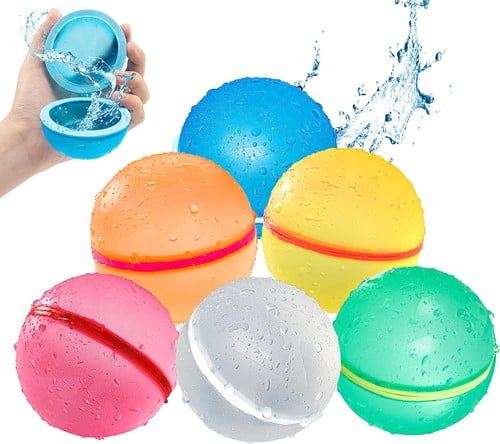 Kakuna 6 wiederverwendbare nachfüllbare Wasserballons selbstschließend mit Magnetverschluss - Wasserspiel / Wasserspielzeug für Kinder - Badespielzeug