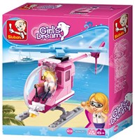 Sluban Bauset Hubschrauber Girl's Dream rosa hellblau Spielzeug-2