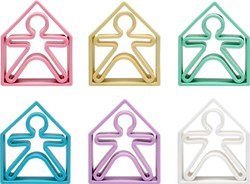 Dena Silikon Spielset - 6 Kinder 6 Häuser Pastellfarben