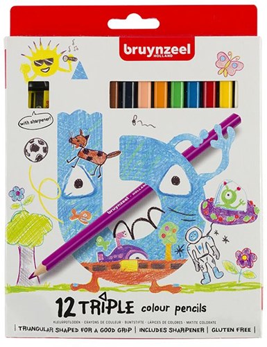 Bruynzeel Farbstifte Set triple Griff 12 Stück mit Spitzer