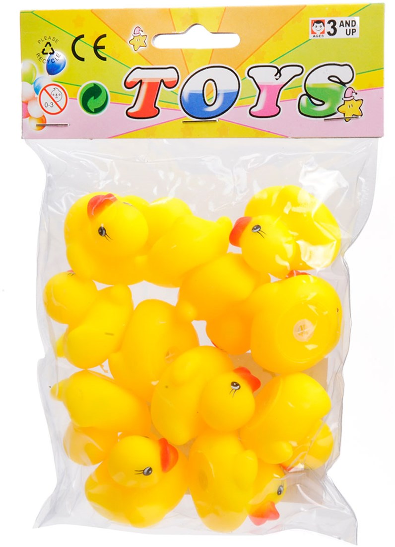 Mini Badeenten Badespielzeug gelb 12 Stück Gummi Planet Happy DE
