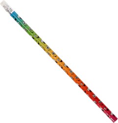 Farbenfroher Bleistift lachendes Gesicht mit Radiergummi - lustiger Schreibartikel für Kinder