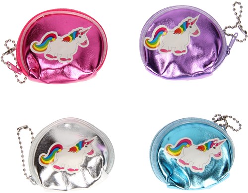 Mini Geldbörse Einhorn metallic silber mit Kettchen - Kinderaccessoire