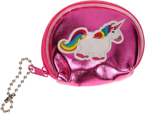 Mini Geldbörse Einhorn metallic silber mit Kettchen - Kinderaccessoire-2